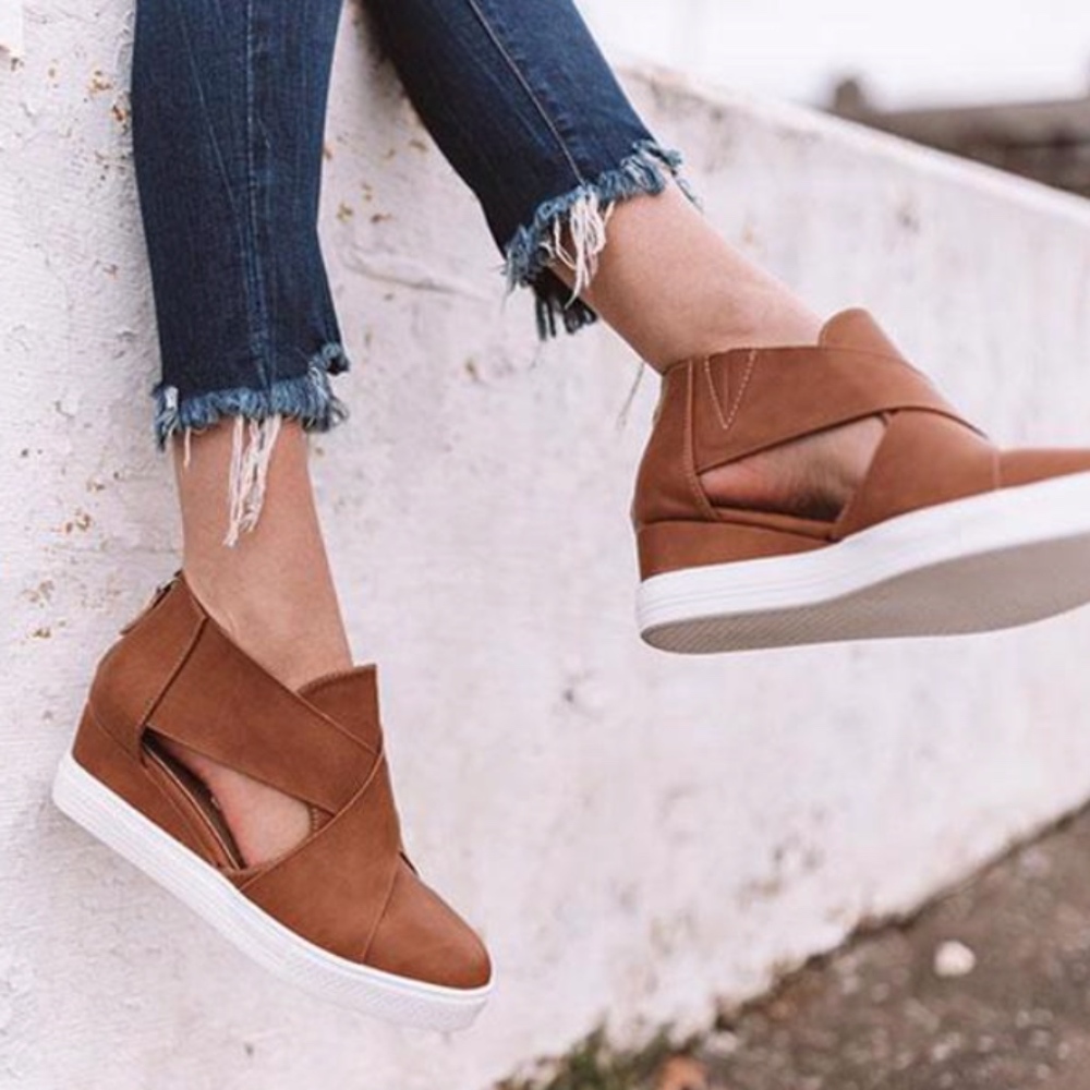 JEFFREY Cut out Sneakers - TAN - Picture 3 of 3